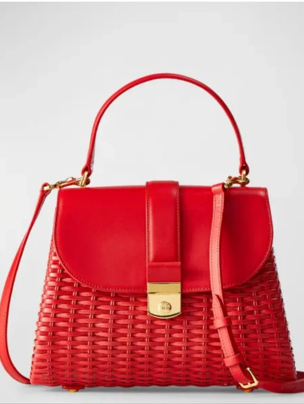 Veronica Beard Crest Lock Basket Top-Handle Bag
